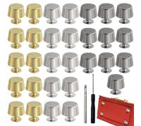 Issimober Lot de 32 pieds de poche pour sacs - Pieds de support de 12 mm à tête plate - Rivets ronds - Avec tournevis et outil de poinçonnage - Accessoires de poche pour bricolage et artisanat en cuir