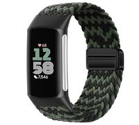 Issinlky Bracelet tressé en nylon compatible avec Fitbit Charge 6/5, Bracelet élastique à boucle magnétique pour Fitbit Charge 5/6 Femmes Hommes