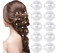 Isslly Lot de 10 mini pinces à cheveux en perles blanches élégantes pour les mariées pour un usage quotidien, les fêtes, les mariages