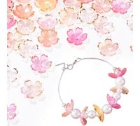 Isslly Lot de 100 perles en acrylique à 5 pétales en forme de fleur de cerisier pour la fabrication de bijoux, mini breloques d'espacement plaquées or pour bracelets, colliers, boucles d'oreilles