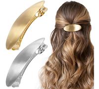 Isslly Lot de 2 barrettes à cheveux ovales en métal pour femme, style vintage, mariage, bal de fin d'année, accessoires de cheveux formels pour cheveux épais pour femme - Doré, argenté