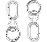 Isslly Lot de 2 mousquetons en métal avec porte-clés, clips pivotants à double ouverture, porte-clés à ressort pour cordons, fabrication de bijoux, loisirs créatifs