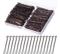 Isslly Lot de 200 mini épingles à cheveux marron de 3,7 cm, petites épingles à cheveux en métal, épingles à cheveux ondulées pour tous les styles de cheveux pour femmes et filles