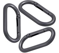 Isslly Lot de 3 mousquetons ovales pour porte-clés, mousquetons noirs très résistants, petits anneaux en métal pour artisanat, sac à main, sangles de sac - 5 x 2,4 cm