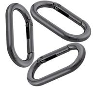 Isslly Lot de 3 mousquetons ovales pour porte-clés, mousquetons noirs très résistants, petits anneaux en métal pour artisanat, sac à main, sangles de sac - 4,4 x 2,5 cm
