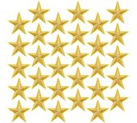 Isslly Lot de 30 écussons brodés à thermocoller ou à coudre en forme d'étoiles dorées pour décoration de vêtements, chapeaux, sacs à dos (2,9 x 3,9 cm)