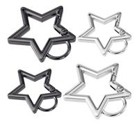 Isslly Lot de 4 mousquetons en acier inoxydable en forme d'étoile pour clés de camping, de randonnée