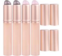 Isslly Lot de 4 pinceaux à lèvres en silicone, pinceaux à lèvres portables à tête ronde, applicateur avec couvercle en silicone pour lèvres et correcteurs - 2 couleurs (rose transparent, noir