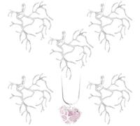 Isslly Lot de 5 plateaux de pendentifs en forme de branche en laiton hypoallergénique pour la fabrication de bijoux, bracelets, boucles d'oreilles, colliers, loisirs créatifs - Argent et laiton
