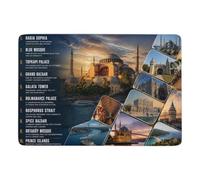 Istanbul Top 10 Travel Guide Poster Tapis à Poils Courts 150 x 100 cm | Tapis 150 x 100 cm pour l'automne, avec impression par transfert thermique; pour petits espaces intérieurs