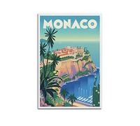 ISTI Poster de voyage vintage MONSIEUR Z MONACO - Peinture décorative sur toile - Impression d'art moderne pour chambre à coucher - 50 x 75 cm
