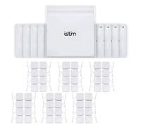iStim 48 Blanc Électrodes TENS Auto-Adhésives 5x5 cm - Douces, Réutilisables, Compatibles Electrostimulateur TENS/EMS, Connecteur 2 mm - Soulagement Douleur, Stimulation Musculaire, Électrothérapie
