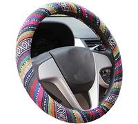 Istn Housse de Volant en Lin Flax épais de Style Ethnique, antidérapante et Absorbant la Transpiration, pour Voiture, Taille S (35,6-36,2 cm, B)