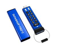 iStorage datAshur Pro+C 32 Go - Clé USB Type-C sécurisée - Certifiée FIPS 140-3 niveau 3 - Protégé par Code PIN - Adaptateur de Type C-A Inclus