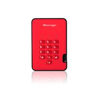 iStorage diskAshur² - Disque SSD - chiffré - 128 Go - externe (portable) - USB 3.1 - FIPS 197, 256-bit AES-XTS - rouge passion - Conformité TAA Rouge passion, Rouge