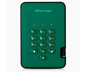 iStorage diskAshur2 HDD 1To Vert - Disque dur portable sécurisé - Protégé par mot de passe - Résistant à la poussière et à l'eau - Cryptage matériel