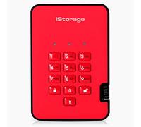 iStorage diskAshur2 HDD 3To Rouge - Disque dur portable sécurisé - Protégé par mot de passe - Résistant à la poussière et à l'eau - Cryptage matériel