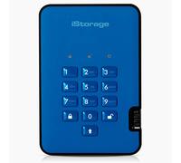 iStorage diskAshur2 SSD 16 To Bleu - Disque SSD portable sécurisé - Protégé par mot de passe - Résistant à la poussière et à l'eau - Cryptage matériel