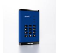 iStorage disque SSD 2 To DiskAshur3 Bleu - Disque SSD portable sécurisé - Protégé par mot de passe - Résistant à la poussière et à l'eau - Chiffrement matériel