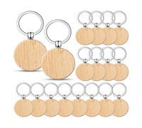 ISTOVO 100 PièCes Porte-CléS en Bois Flans en Vrac Rond Bois Gravure Flans Inachevé Porte-CléS en Bois Porte-CléS B