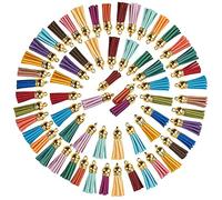 ISTOVO 100 PièCes Porte-CléS Glands en Cuir Gland Fabrication de Gland Pendentifs Gland Charme pour Porte-CléS Bricolage Artisanat Fournitures