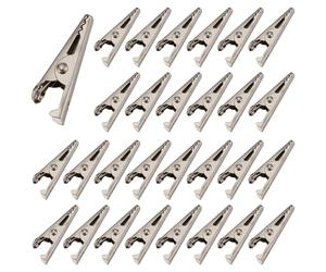 ISTOVO 100PCS 1.06 Pouces / 27Mm Mini Pinces Crocodiles en MéTal, Pinces Crocodile Pinces à Ressort de Ligne de Test PlaquéEs Ton Argent.