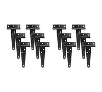 ISTOVO 12 Pièces Charnières En T de 4 Pouces Charnière de Sangle de Porte Rustique Charnières de Porte de Porte Antirouille Charnières Noires pour Fenêtres, Clôtures et Portes de Grange