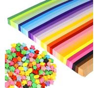 ISTOVO 1350 Feuilles de Bandes de Papier Étoiles, 27 Assortiments de Papiers Étoiles de Couleur Lucky Wish, Papier Étoiles Double Face pour Enfants et Adultes