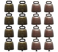ISTOVO 16 Pièces Séries Vache Cheval Mouton Pâturage Cuivre Cloches Petites Cloches en Laiton Bovins Chèvre Ferme Forte Cloche Longue Distance Cheval Fer Cloches