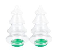 ISTOVO 2 PièCes Pots de Bonbons en Forme d'arbre de NoëL en Forme de Pots à en Plastique avec Couvercles Belles Bouteilles de Stockage de Bonbons 1.55L