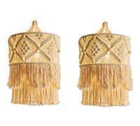 ISTOVO 2 x Tapisserie murale faite à la main Abat-jour Macramé Décoration Boho Artisanat Tapisserie Fond Tête de lit Suspend