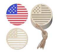 ISTOVO 20 Pièces Pendentif Rond Vierge en Bois du Jour de L'Indépendance Américaine Bricolage Motif Étoile Étiquette de Décoration de Fête d'anniversaire de Mariage