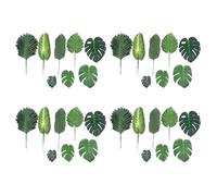 ISTOVO 272 Pièces 8 Sortes Décorations de Fête Tropicales Feuilles de Monstera de la Jungle, Les Feuilles de Palmier Artificiel avec Fausse Tige