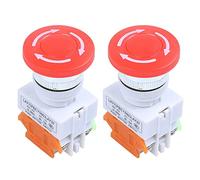 ISTOVO 2X AC 660V 10A Bouton-poussoir pour l'arret d'urgence 1NO 1NC DPST Capuchon champignon rouge