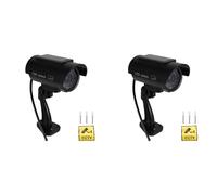 ISTOVO 2X Caméra Solaire de Simulation de Surveillance Extérieure, Fausse Caméra Factice avec Lumière LED Noire