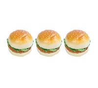 ISTOVO 3Pc RÉAliste Hamburger RÉAliste Simulation Faux Hamburger Boulangerie Affichage Enfants Nourriture Pain Jouet DÉcoration DÉcoration Accessoires de Photographie Pas Inclue Plaque