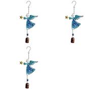 ISTOVO 3X Carillon à Vent d'ange en Métal, Décoration Suspendue, Cloches D'Ornement, Cloche d'ange Décorative, Cloches Suspendues Bleues