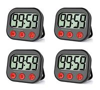 ISTOVO 4X Minuterie de Cuisine, Minuterie Visuelle Numérique, Horloge Magnétique, Chronomètre, Compte à Rebours, Grand écran LCD pour