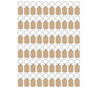 ISTOVO 60 Pièces Séries Porte-Clés en Bois Vierge en Bois Bricolage Porte-Clés en Bois Porte-Clés Anti-Perdu Bois Accessoires Cadeau