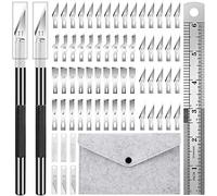 ISTOVO 64 PièCes Couteau Exacto PréCision Artisanat Ensemble de Couteaux de Passe-Temps Exigeants avec Lames, RèGle, Ensemble de Couteaux Artisanaux pour la Sculpture de Bricolage