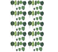 ISTOVO 680 Pièces 8 Sortes Décorations de Fête Tropicales Feuilles de Monstera de la Jungle, Les Feuilles de Palmier Artificiel avec Fausse Tige
