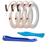 ISTOVO Adhésif en Cuivre pour Kit de Vitrail - 4 Rouleaux Conducteurs (3/16", 1/4", 2 X 7/32") X 108,27 Pieds avec 2 Outils Inclus.