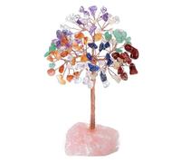 ISTOVO Arbre en Cristal de Quartz Rose, Cristal Artificiel et Arbre en Pierre de Guérison, Arbre en Pierre de Cristal, Arbre à Pierres Précieuses. Cadeaux de Saint-Valentin C