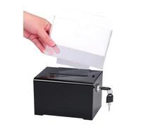 ISTOVO Boîte de Dons avec Serrure - Boîte à Suggestions en Acrylique avec Fente, Boîte à Bulletins de Vote avec Porte-Affiche pour Tombola, Vote Noir