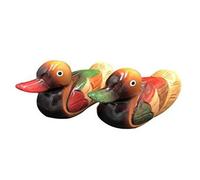 ISTOVO Canard Mandarin en Bois Modèle DéCor 2 Pcs Cadeau de Mariage Une la Main Ornement de Chevet Figurine de Canard Mandarin