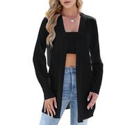 ISTOVO Cardigan Léger pour Femme, Pull Ample, Décontracté, Manches Longues, Ouvert sur Le Devant, Respirant Noir XL