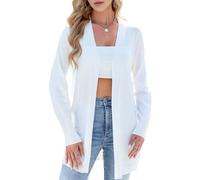 ISTOVO Cardigan Léger pour Femme, Pull Ample, Décontracté, Manches Longues, Ouvert sur Le Devant, Respirant Blanc M