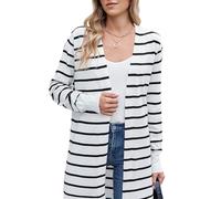 ISTOVO Cardigan Léger pour Femme, Pull Ample, Décontracté, Manches Longues, Ouvert sur Le Devant, Respirant Noir et Blanc L