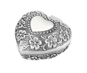ISTOVO Classique Vintage Antique Boîte À en Forme De Cœur Bague Organisateur De Rangement De Bibelot Coffre Cadeau De Noël, Argenté