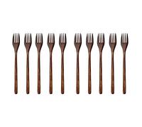 ISTOVO Fourchettes en Bois, 10 Pieces Vaisselle De Fourchette a Diner De Salades en Bois Japonais Ecologique(10 Pieces, Fourchettes en Bois sans Corde)